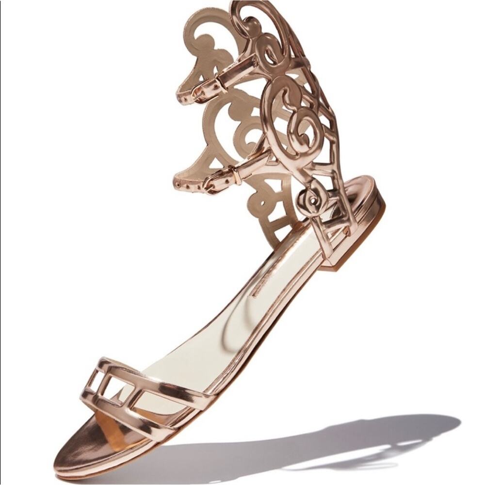 Sophia Webster Rose Gold Birdie Flat Sandal Sz 38